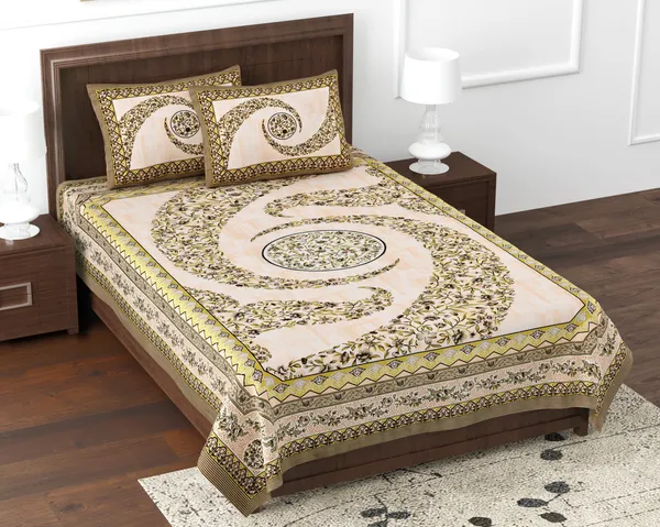 Yellow_Cotton_Eternal_Bloom_Double_Bedsheet_With_Pillow_Cover_70X100_Cm